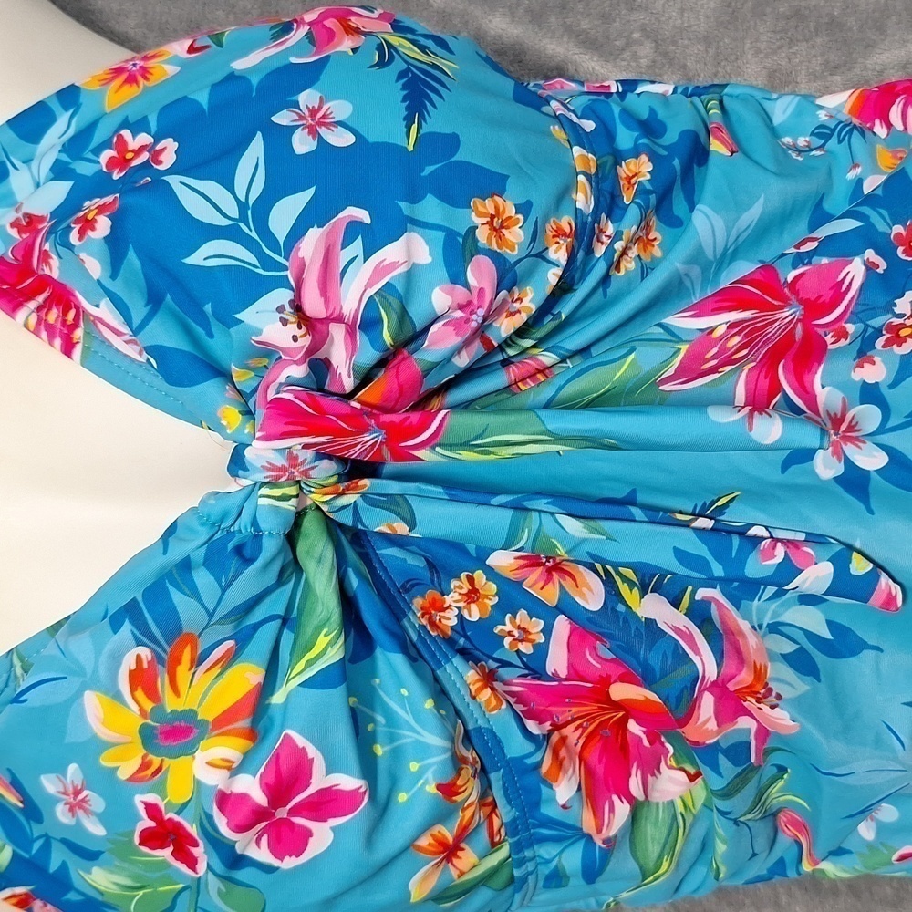 Tropica Floral Blue Women's One Piece Swimsuit - Picture 5 of 12
